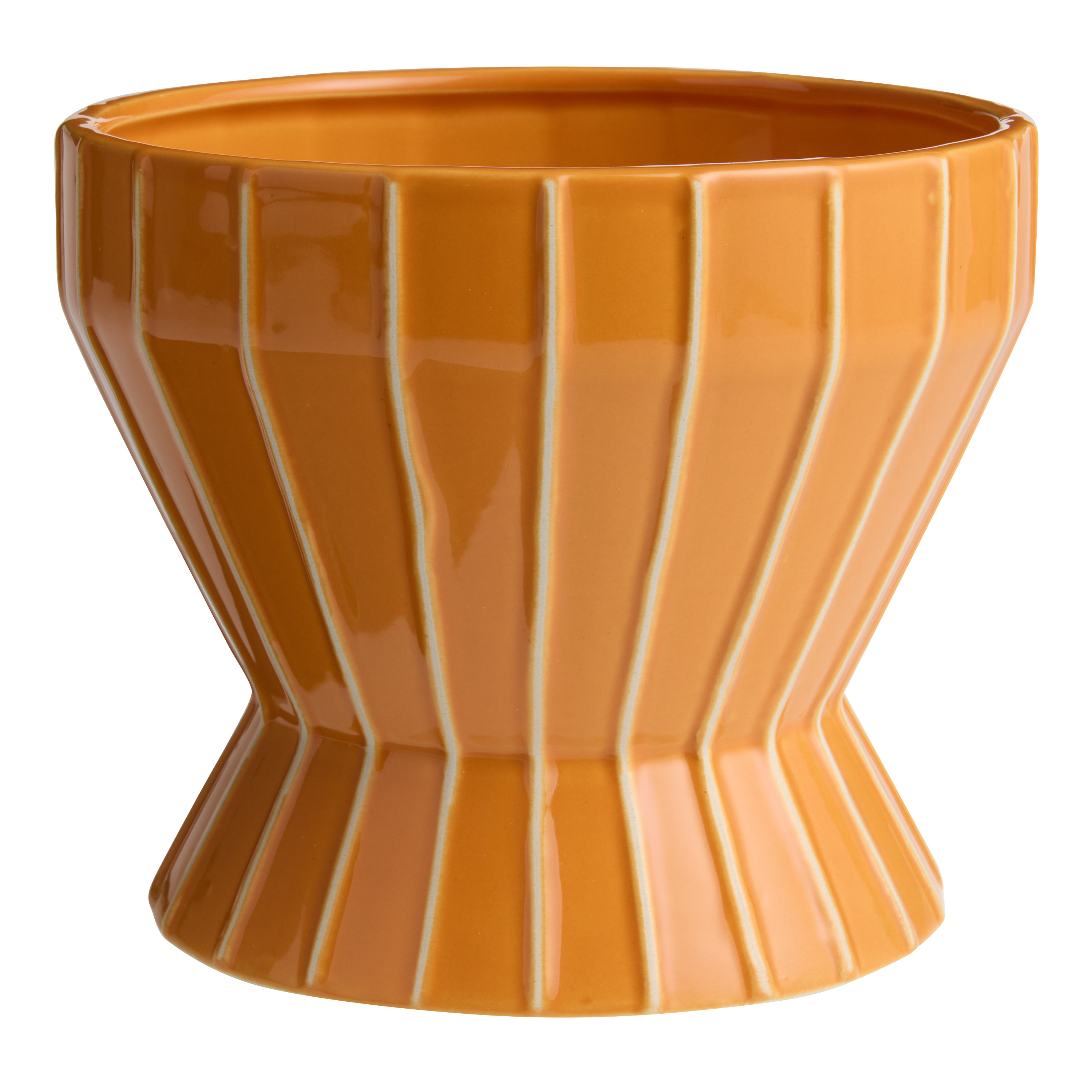 Orange Ceramic Striped Planter | World Market