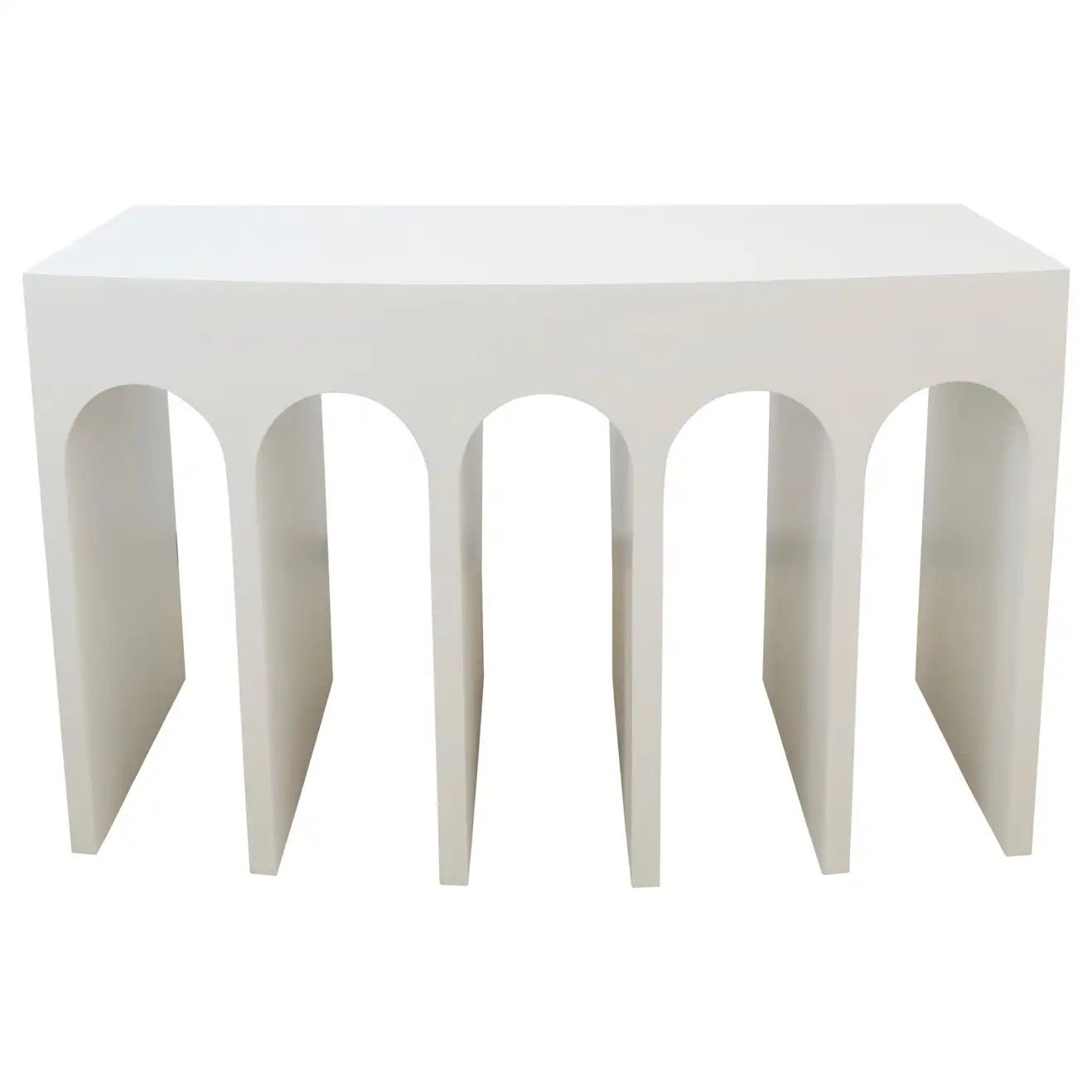 Minimalist Curved Front Console with Arches in White by Martin and Brockett | 1stDibs