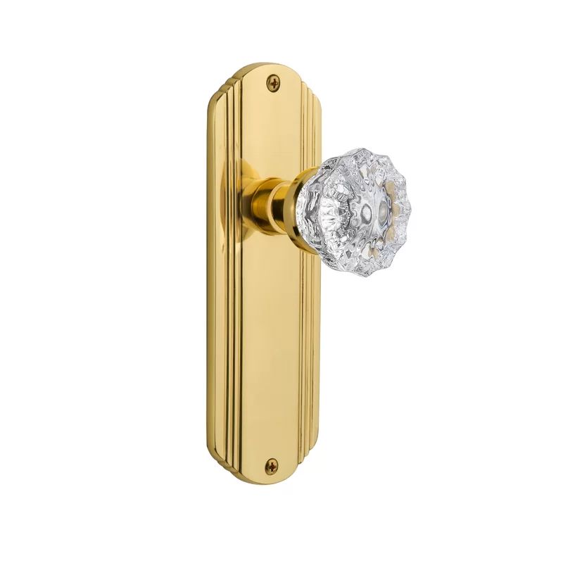 Clear Crystal Privacy Door Knob with Deco Long Plate | Wayfair North America