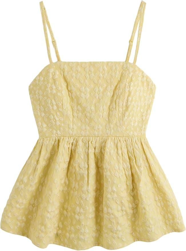 SOLY HUX Babydoll Top for Women Y2k Peplum Cami Cute Going Out Crop Tank Tops Flowy Ruffle Summer... | Amazon (US)