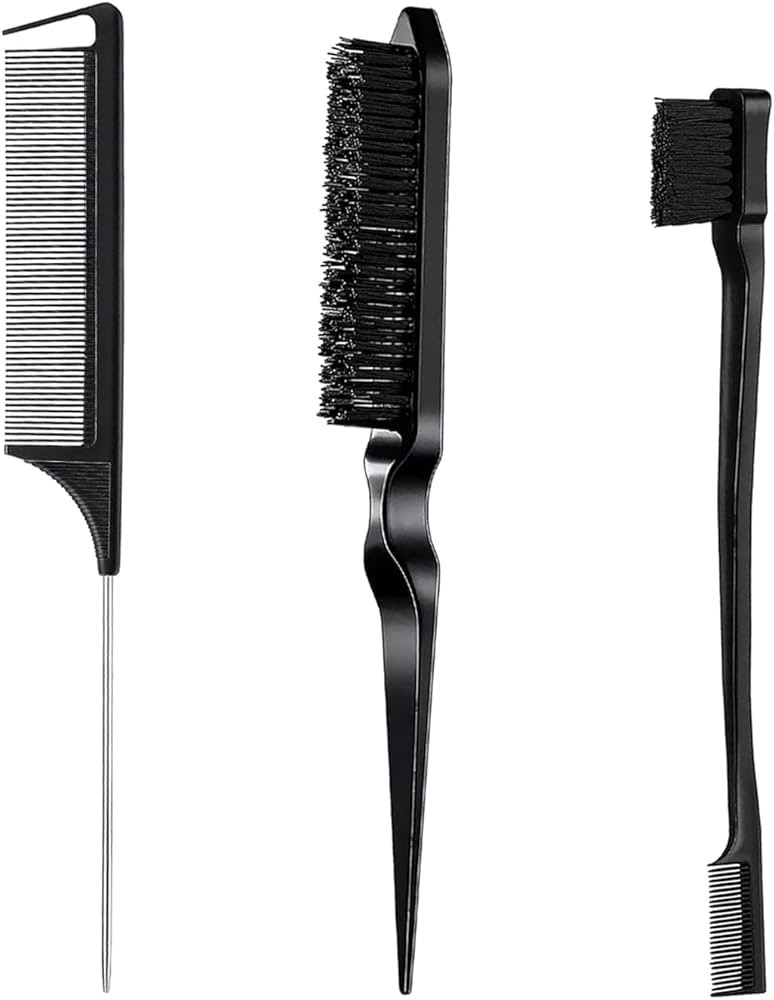 Slick Back Hair Brush, Edge Brush, Rat Tail Comb 3Pcs Hair Accessories Comb Set, Slick Back Hair ... | Amazon (US)