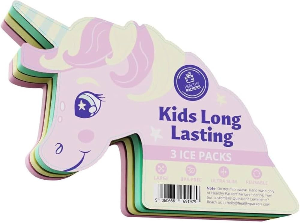 Unicorn Slim Reusable Ice Packs - 3-Pack Long-Lasting for Lunch Boxes, Lunch Bags, and Coolers - ... | Amazon (US)