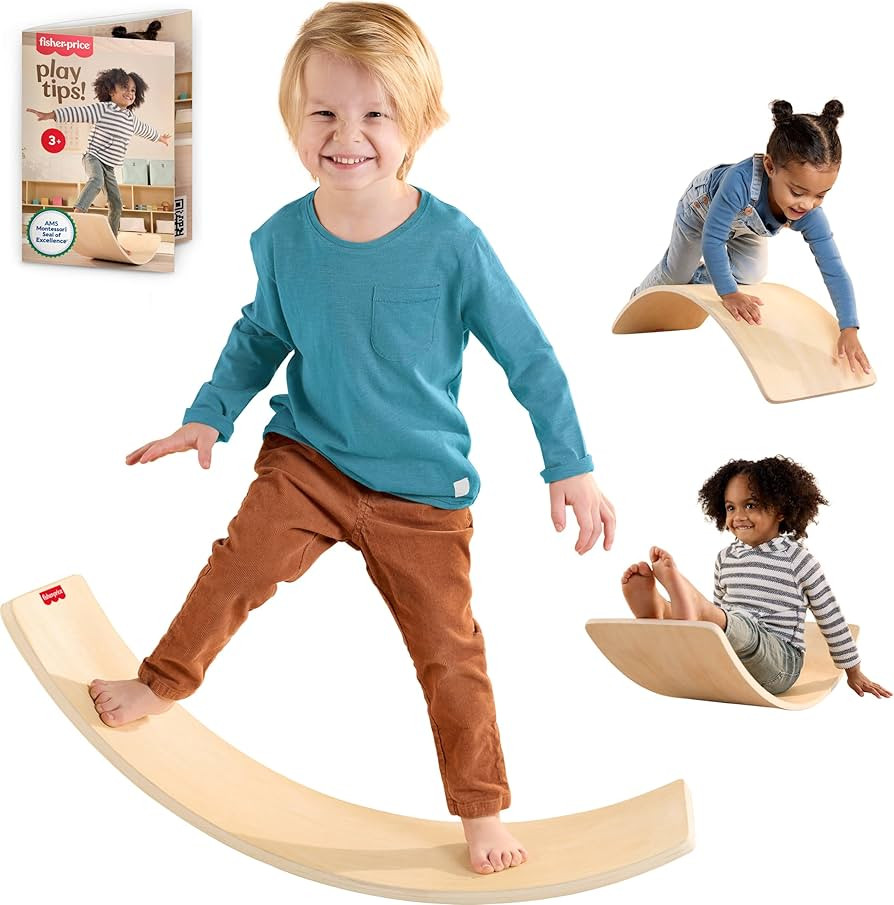Fisher-Price Wood Montessori Toy Rockin' Balance Board, American Montessori Society Seal of Excel... | Amazon (US)
