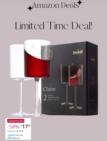 Amazon deals / JoyJolt Claire 14oz Red Wine Glass Set. Large Glasses Set of 2 Crystal Glasses. Elegant Wide Rim Stemware - Modern with Stem. Stemmed for Unique Gifts / wedding gift ideas 

#LTKhome #LTKsalealert #LTKwedding
