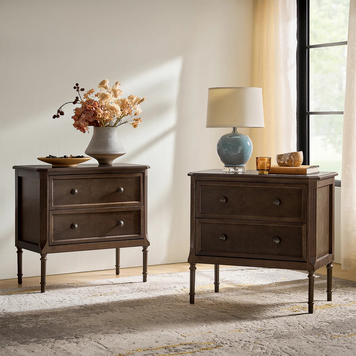 Poston Transitional 28''W 2 Drawer End Table with Charging Station and Simple Assembly (Set of 2) | Wayfair North America