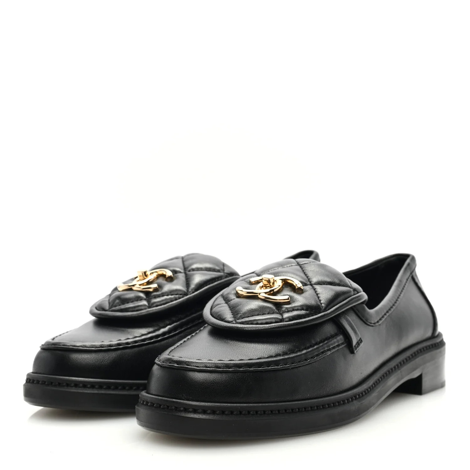 Lambskin Quilted CC Turnlock Loafers 38.5 Black | FASHIONPHILE (US)