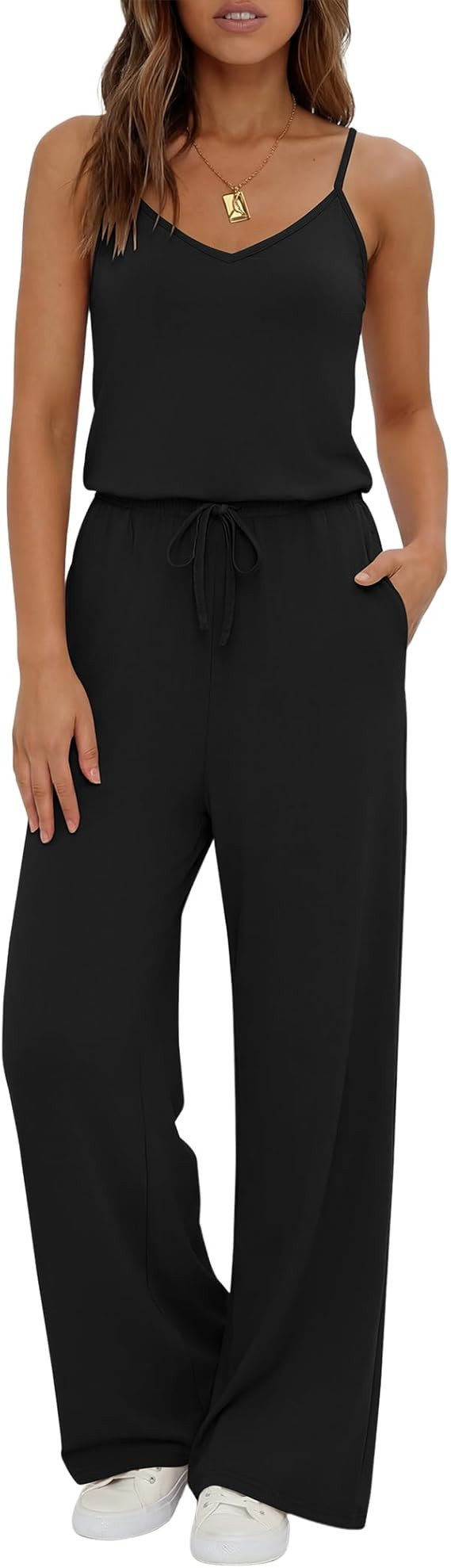Ekouaer Womens Summer Jumpsuits Dressy Sleeveless Wide Leg Long Pants Rompers Casual One Piece Ou... | Amazon (US)