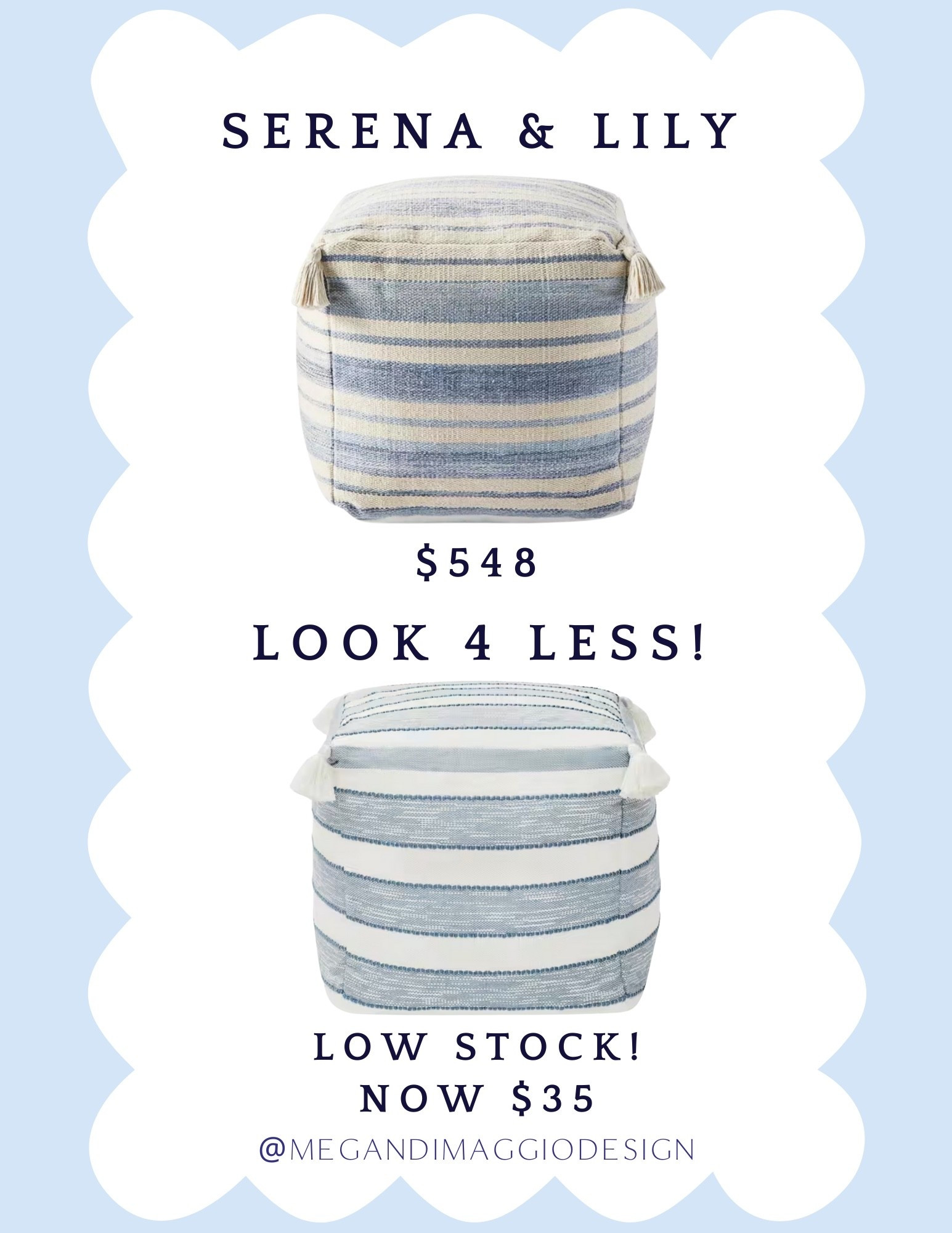 FYI!! Just saw this Serena & Lily look for less striped poof is on major sale now under $35 and already low stock!! 🙌🏻🏃🏼‍♀️

#LTKSaleAlert #LTKHome #LTKFindsUnder50