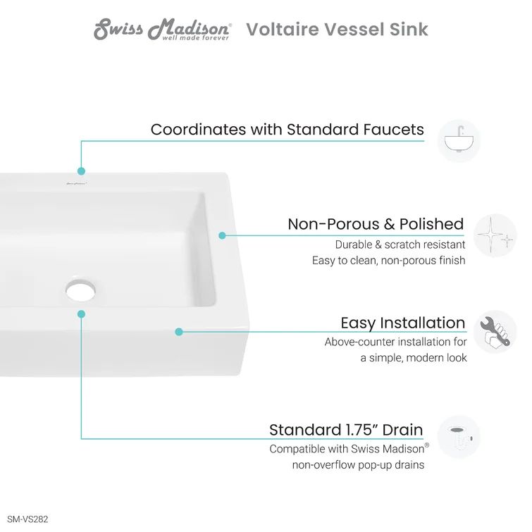SM-VS282 Voltaire Ceramic Rectangular Vessel Bathroom Sink | Wayfair North America