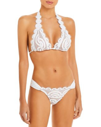 Lace Overlay Halter Bikini Top & Fanned Bottom | Bloomingdale's (US)