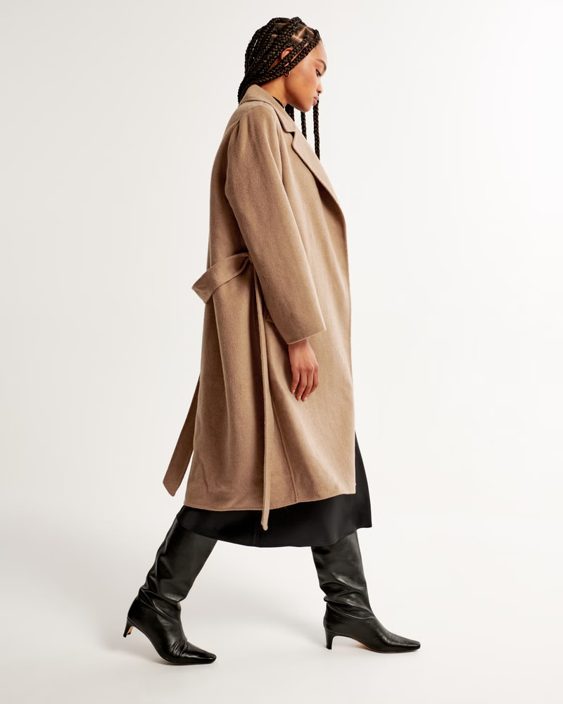 Wool-Blend Belted Blanket Coat | Abercrombie & Fitch (US)