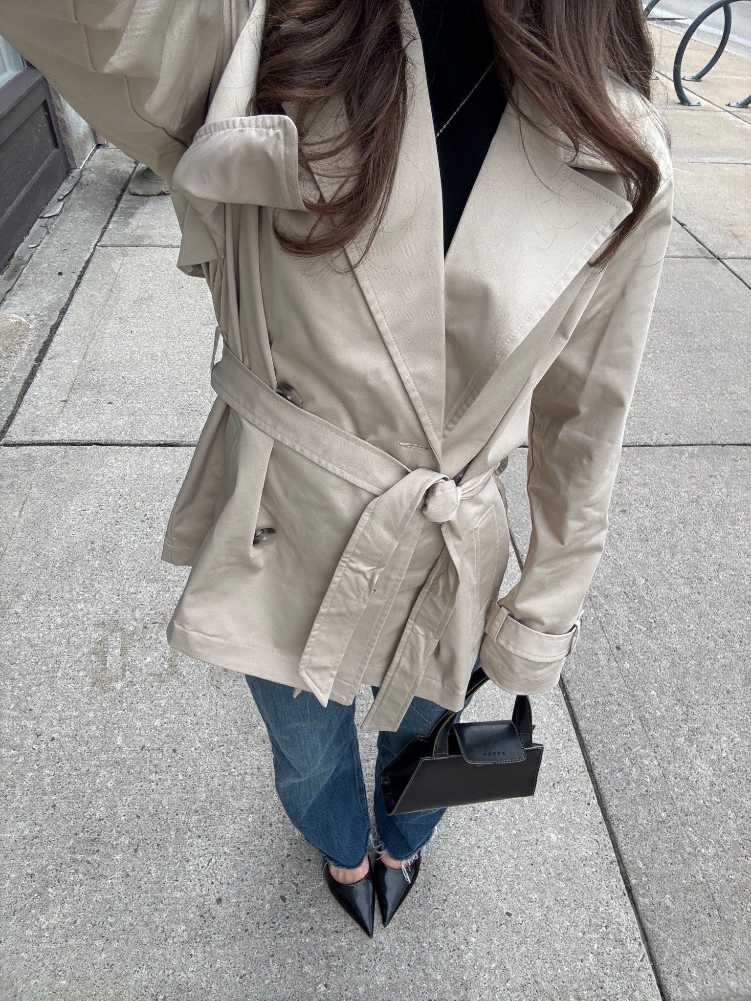 Cropped Beige Trench Coat Outfit 
Jeans & Shoes are Zara (can’t tag)
Purse is Vintage Guess (thrifted)

#LTKSeasonal #LTKStyleTip #LTKPetite