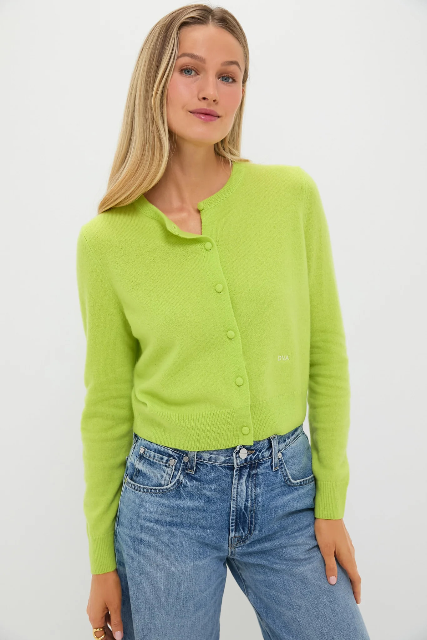 Lime Green Cashmere Riley Cardigan | Tuckernuck (US)