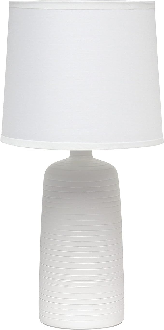 Simple Designs LT2085-OFF Textured Linear Pottery Ceramic Table Lamp, Off White | Amazon (US)