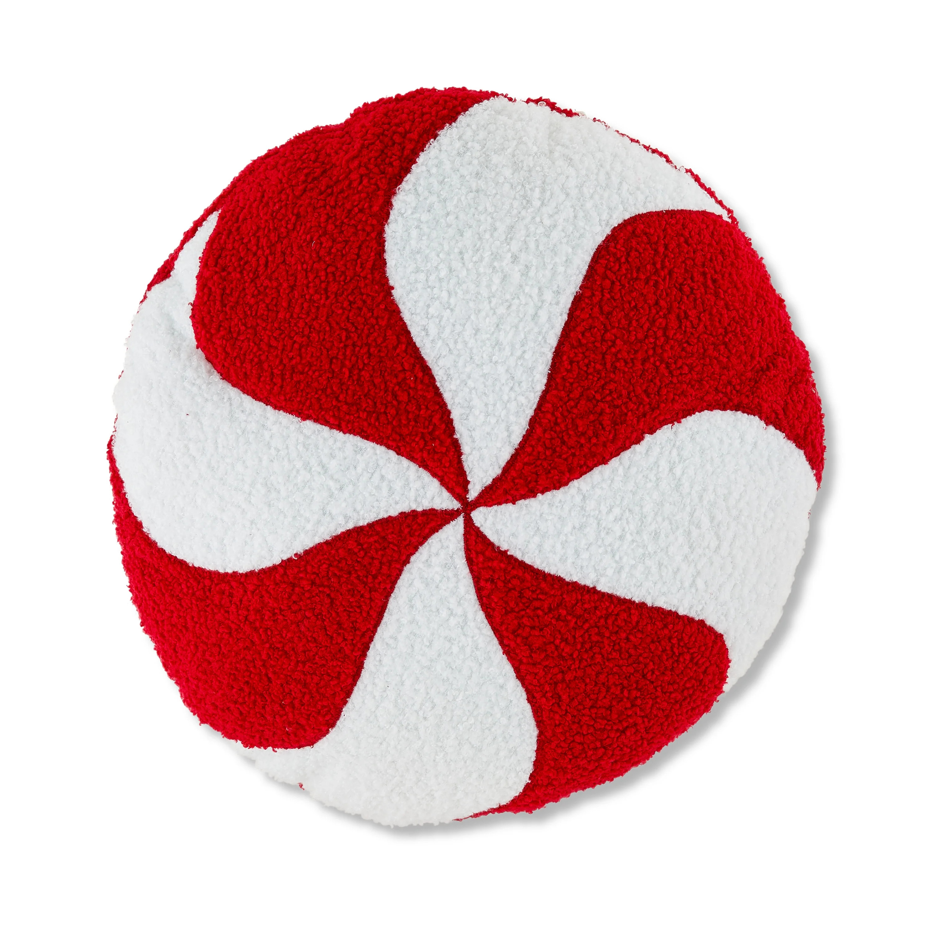 Red & White Round Peppermint Decorative Christmas Pillow, 13 in, by Holiday Time | Walmart (US)
