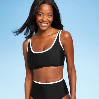 Women's Contrast Trim Scoop Bikini Top - Kona Sol™ Black | Target