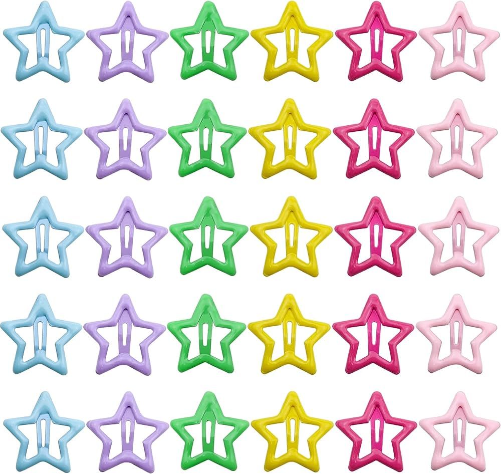 30 PACK Star Snap Hair Clips Non-slip Toddlers Colorful Cute Lovely Metal Hair Barrettes Hair Acc... | Amazon (US)