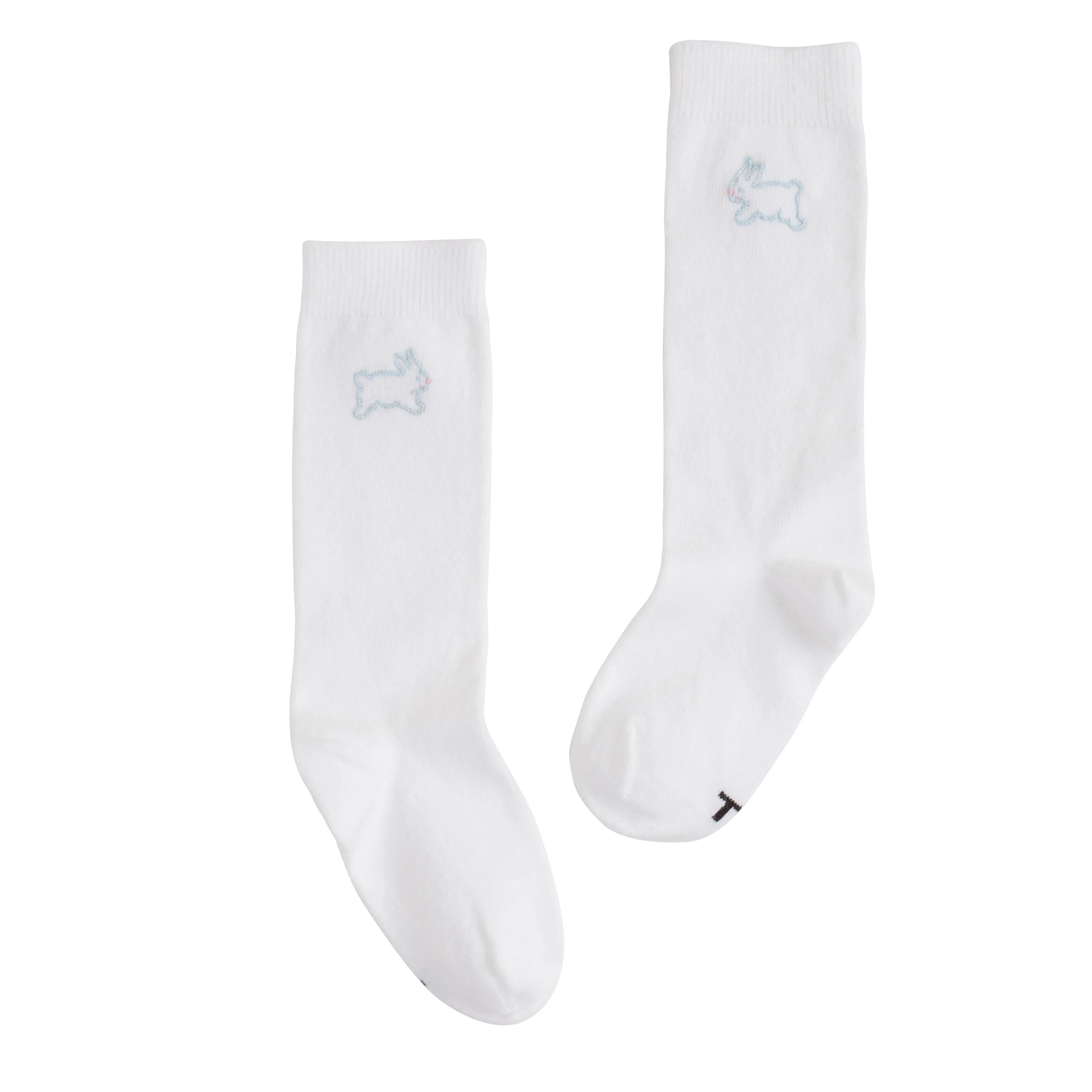 Baby Boy and Girl Knee High Blue Bunny Socks | Little English