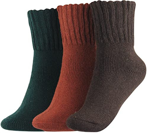 BenSorts Thick Socks for Women Solid Winter Warm Wool Boots Socks for Booties Green Orange Dark Brown 3 Pairs Pack Gifts | Amazon (US)
