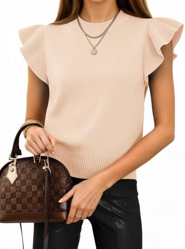 Cicy Bell Womens Ruffle Sleeve Cropped Sweaters Tops Ribbed Knit Blouses | Amazon (US)