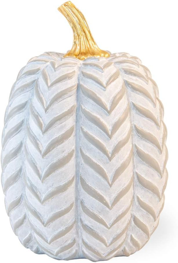 Boston International Decorative Pumpkin Figurine, 5.5 x 7.5 in, Grey Chevron | Amazon (US)