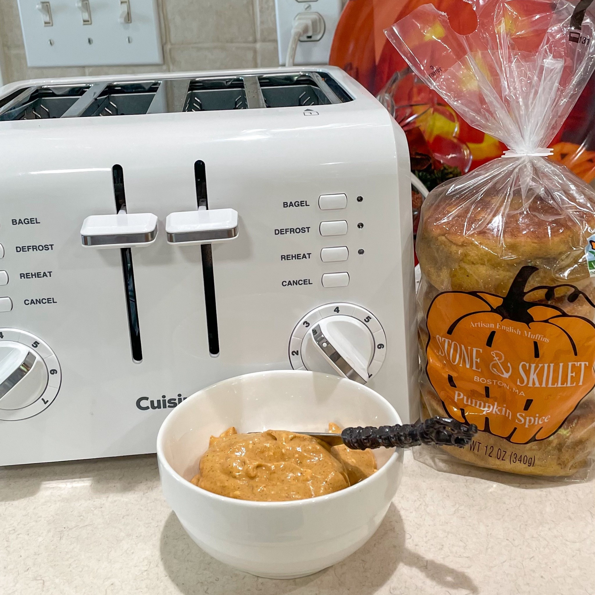 Easy Pumpkin spice cream cheese recipe below to go along with pumpkin bagels/muffins. It’s soooo good. ( mix all together) 

Ingredients
▢ 8 oz Philadelphia 1/3 less-fat cream cheese
▢ 1/2 cup pureed pumpkin, canned is fine
▢ 1 tsp vanilla
▢ 1 tsp cinnamon
▢ 1 tsp pumpkin pie spice
▢ 2 tbsp brown sugar, packed
▢ 1 tbsp honey

#pumpkinspice #recipe #breakfast  
#toaster 

#LTKFamily #LTKSeasonal #LTKHome