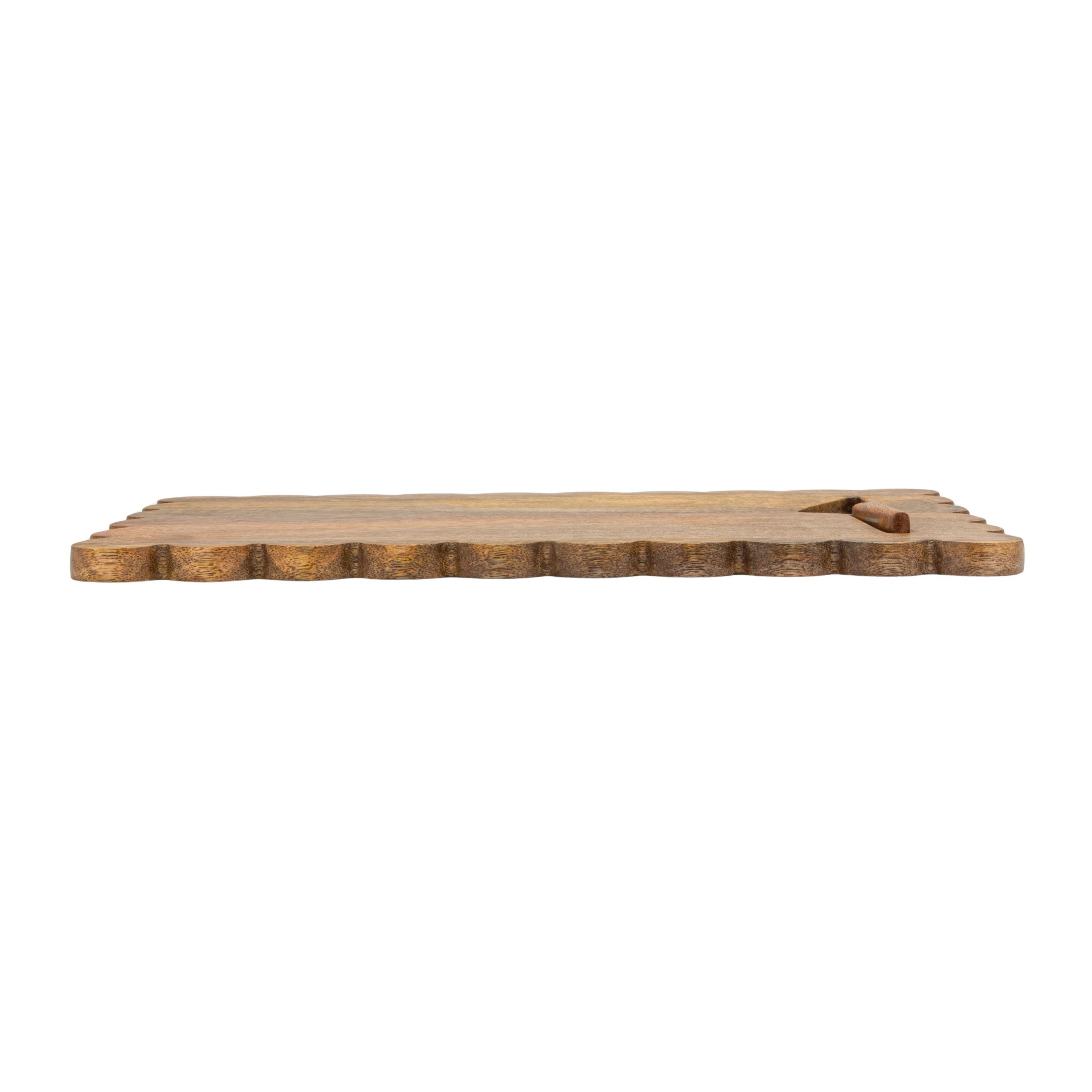 Mango Wood Scalloped Cheese Board With Inlaid Knife | Wayfair North America