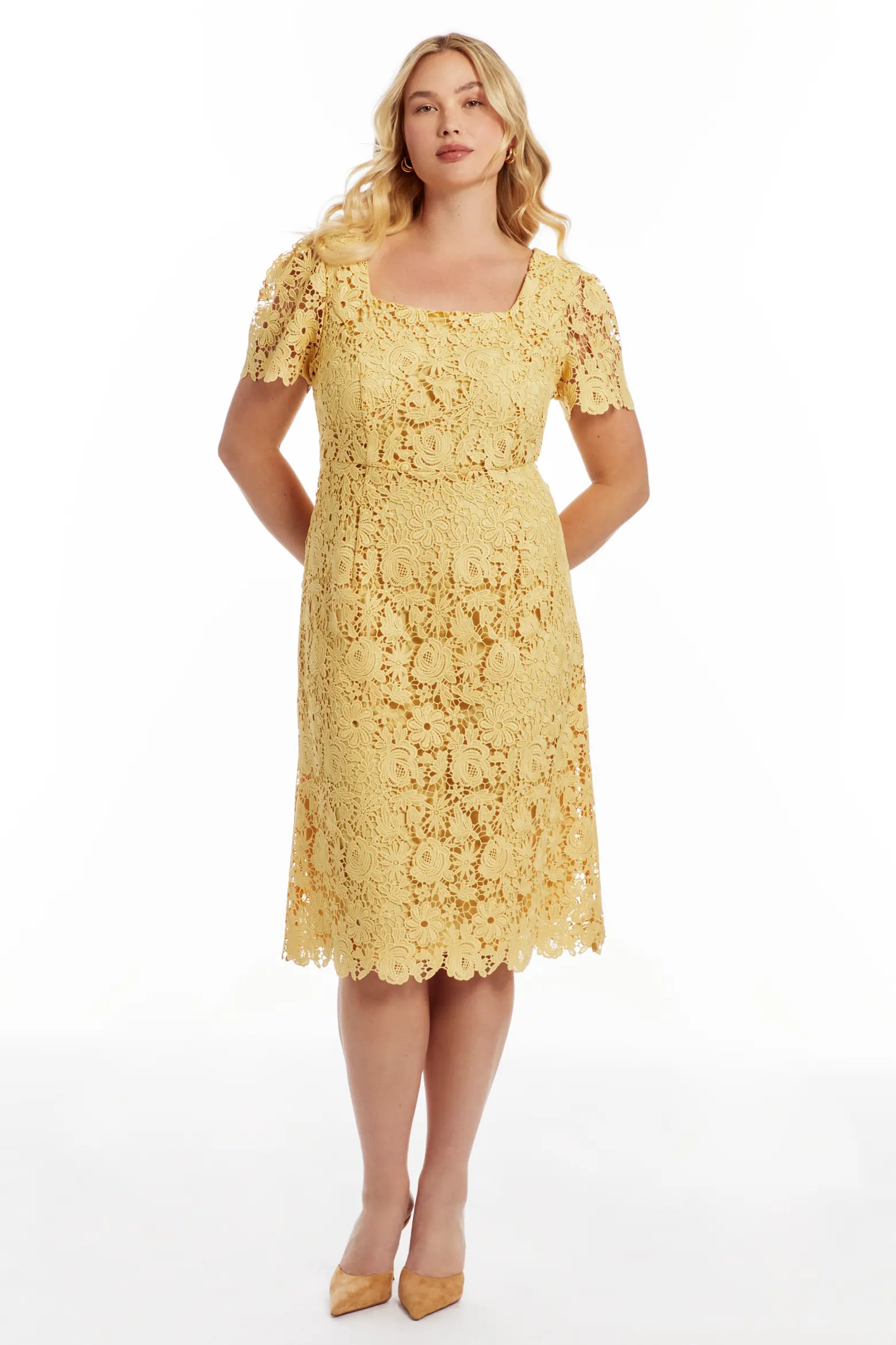 Square Neck Lace Midi Dress (Women) | Nordstrom | Nordstrom