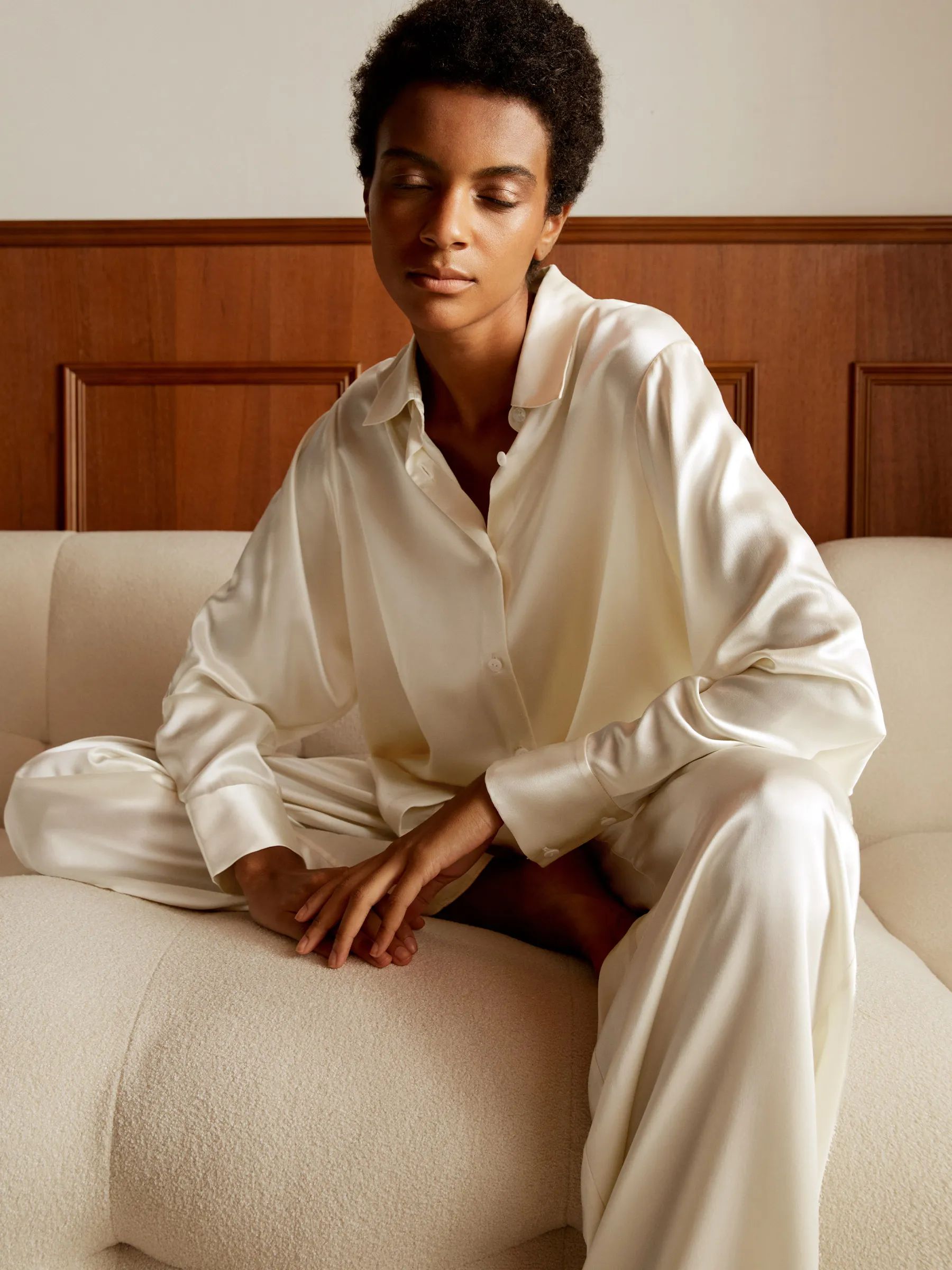 Viola oversized Silk  Pajama For Women | LilySilk