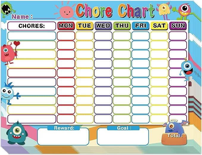 Chore Chart for Kids Dry Erase Reward Chart Reusable Self-Adhesive Behavior Chart for Home Classr... | Amazon (US)