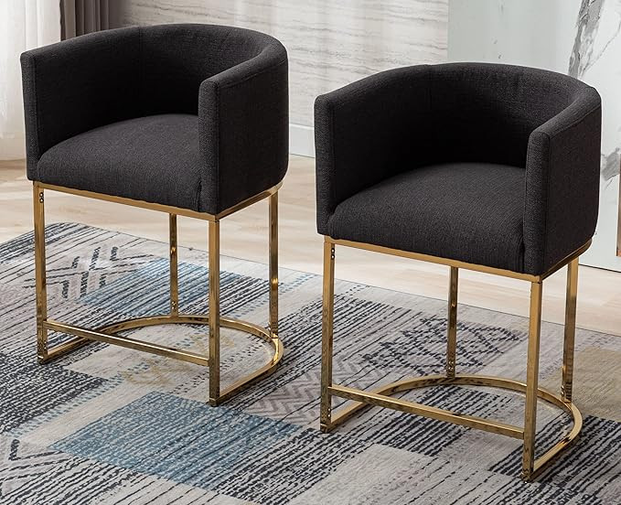 VESCASA 24" H Counter Height Bar Stools with Barrel Back and Arms, 4.5" H Upholstered Seat Cushio... | Amazon (US)