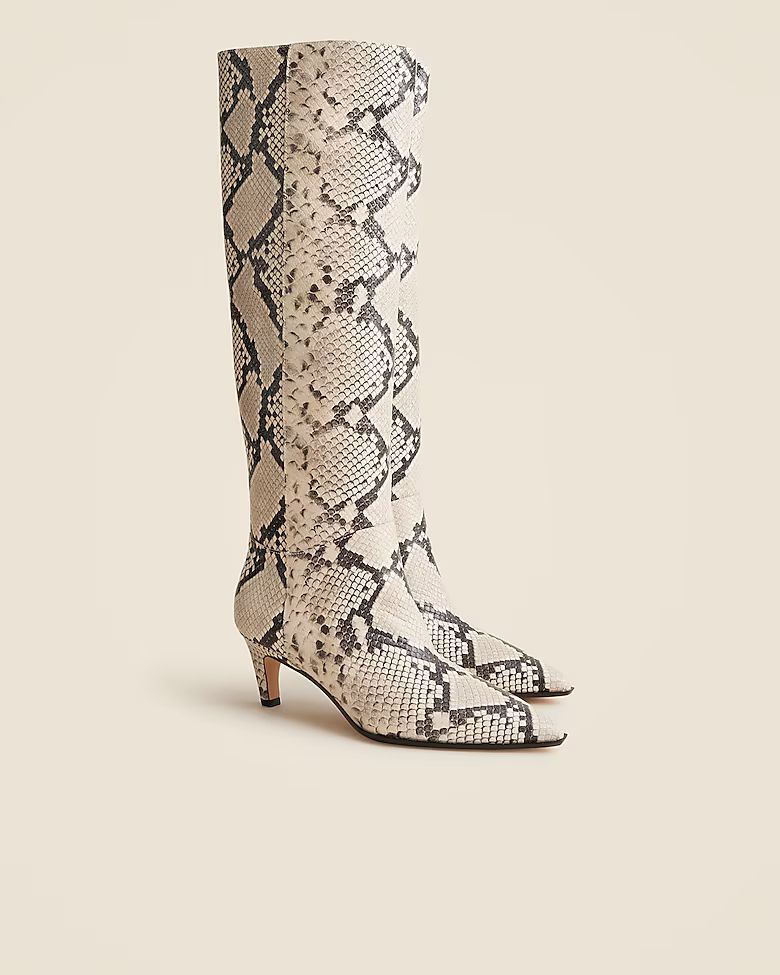 New Stevie knee-high pull-on boots in snake-embossed Italian leather | J. Crew US