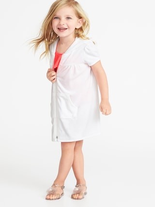 Loop-Terry Hooded Zip Front Swim Cover-Up for Toddler Girls | Old Navy US