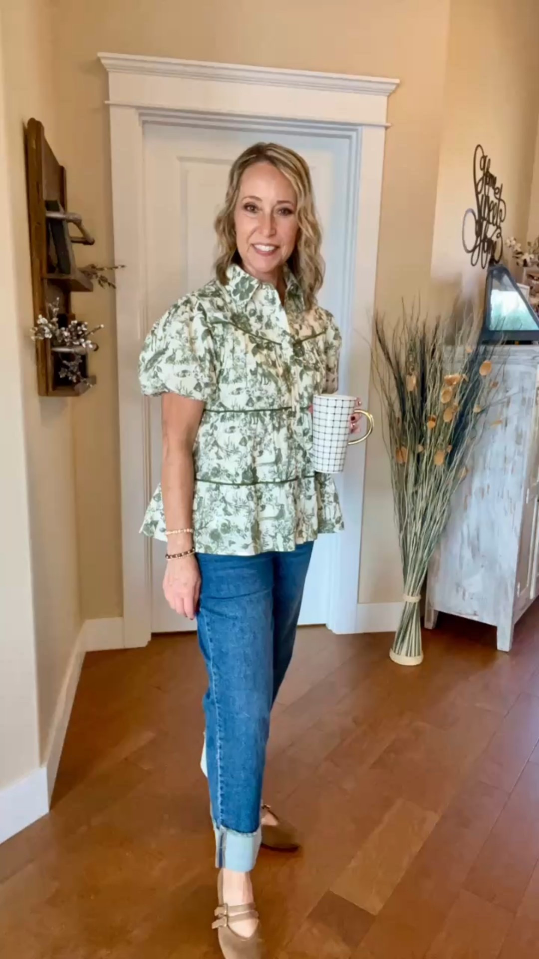 Super easy elevated look with a better than basic blouse, cuffed straight leg jeans, and tan suede Target flats! Add the cutest detailed olive green cropped jacket layer for a finishing touch 

#LTKSeasonal #LTKFindsUnder100 #LTKShoeCrush