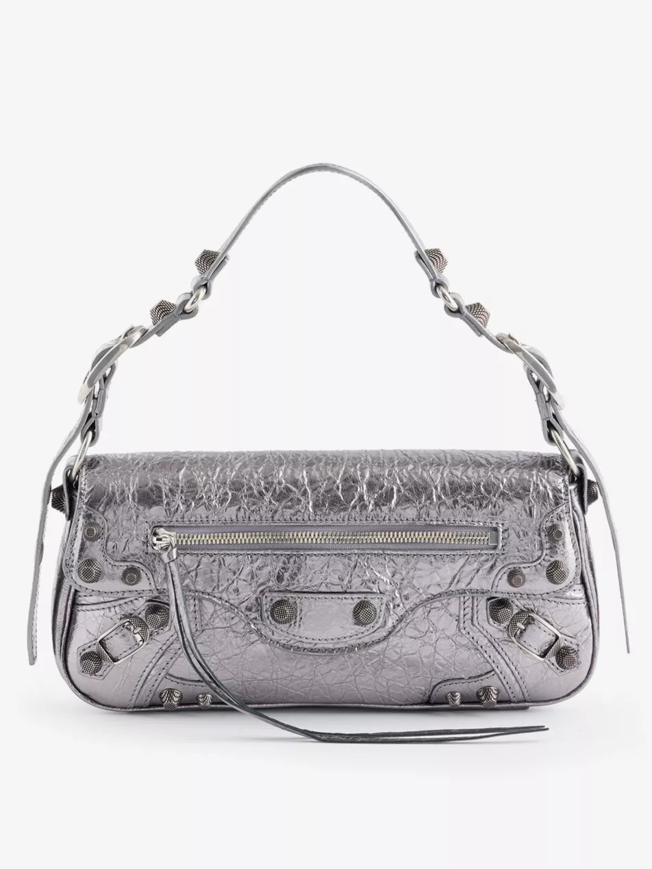 Le Cagole small stud-embellished metallic-leather shoulder bag | Selfridges