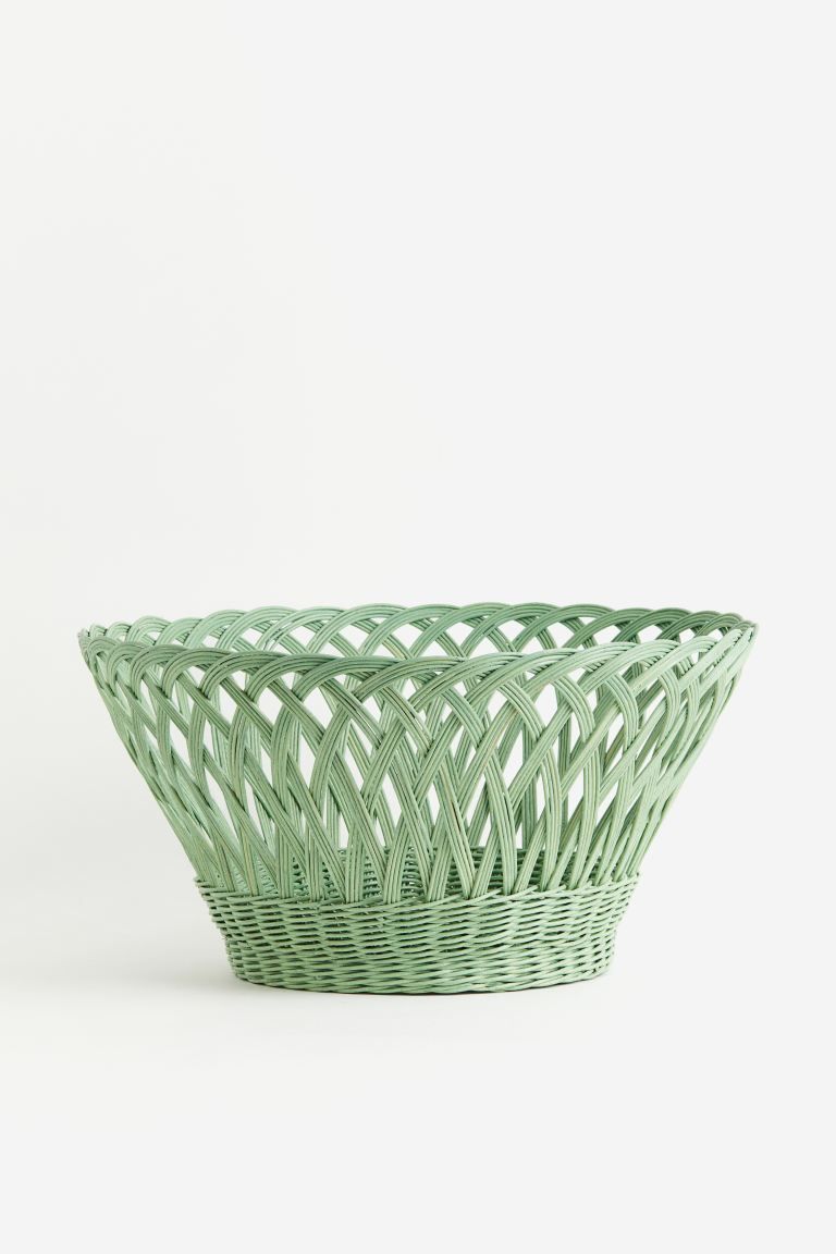 Large Rattan Storage Basket - Green - Home All | H&M US | H&M (US + CA)