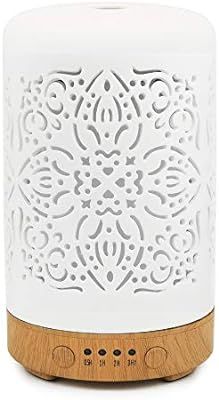 Earnest Living Essential Oil Diffuser White Ceramic Diffuser Classic Ver 2 - No Beep Noise - 4 Ti... | Amazon (US)