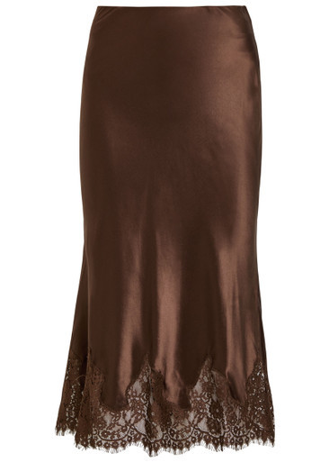 Carolina lace-trim silk skirt | Harvey Nichols