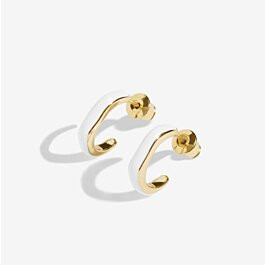 Beau Hoop Earrings In White Enamel And Gold Plating | Joma Jewellery