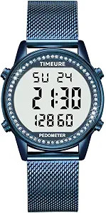 Women's Step Counter Pedometer Watch with Stainless Steel Bracelet, Stylish Design, No App, No Ch... | Amazon (US)