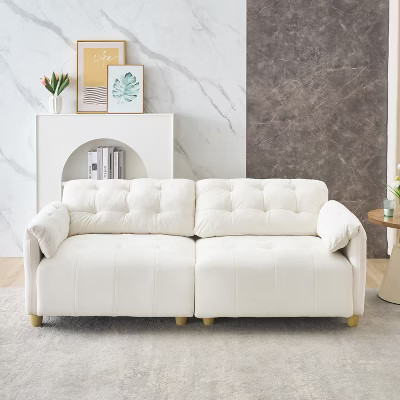 Modern Sofa 2-Seater Sofa Upholstered Cloud Sofa, Beige-ModernLuxe | Target