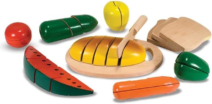 Melissa & Doug Cutting Food - Play Food Set With 25+ Hand-Painted Wooden Pieces, Knife, and Cutti... | Amazon (US)