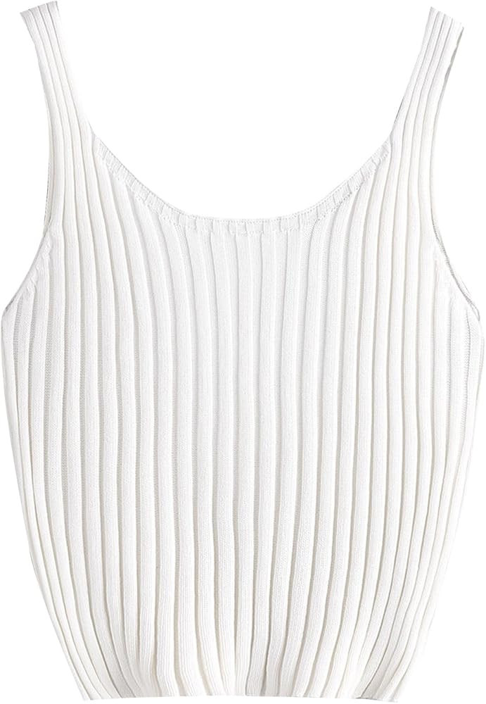 SweatyRocks Women's Ribbed Knit Crop Tank Top Spaghetti Strap Camisole Vest Tops | Amazon (US)