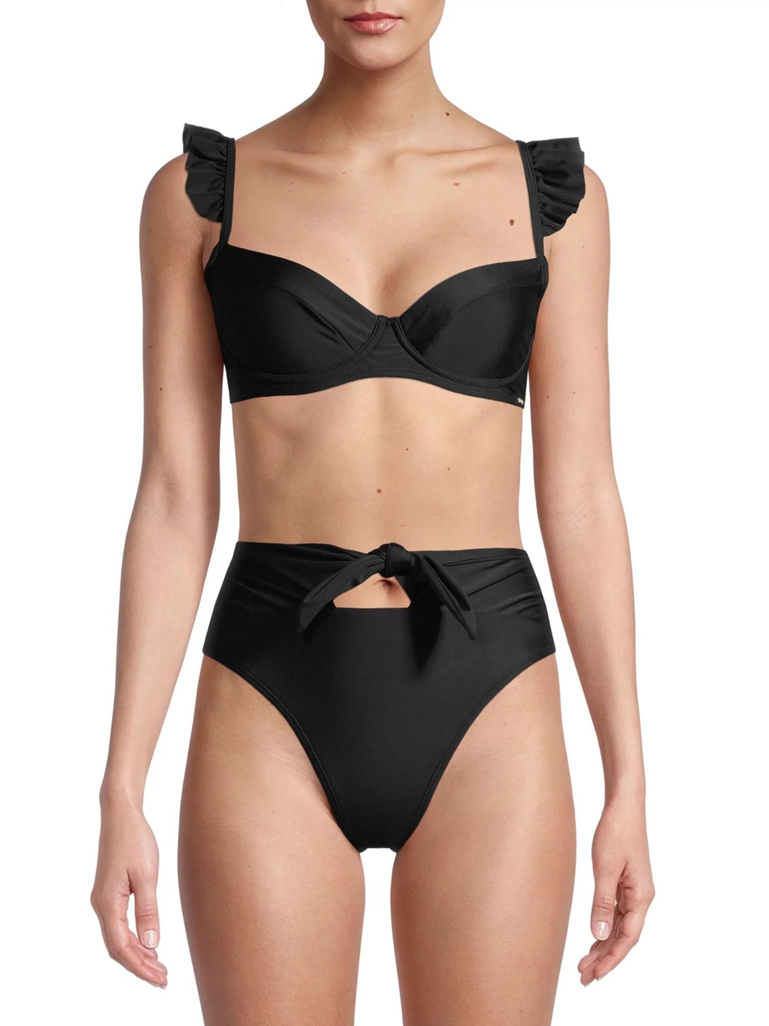 Xoxo Womens Ruffle Molded Bikini Top Swimsuit - Walmart.com | Walmart (US)