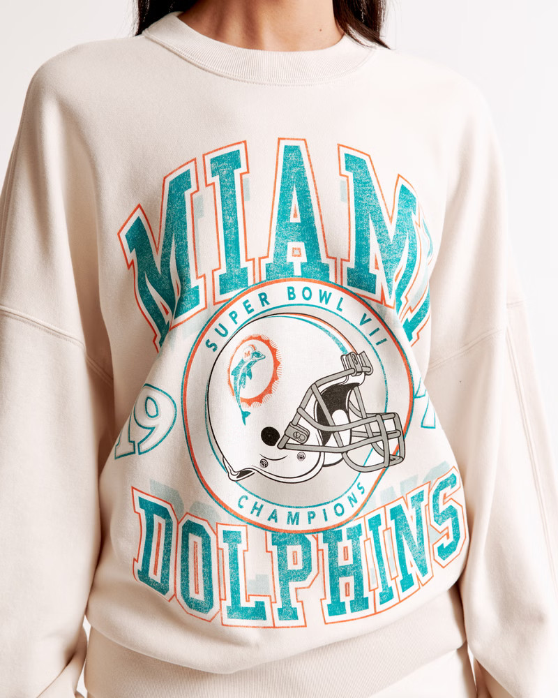 Miami Dolphins Graphic Oversized Sunday Crew | Abercrombie & Fitch (US)