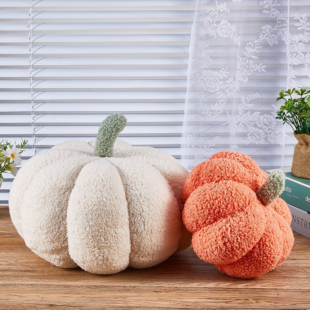 Juexica Stuffed Pumpkin Fluffy Pumpkin Plush Toy 3D Shaped Decorative Thanksgiving Pumpkin Pillow... | Amazon (US)