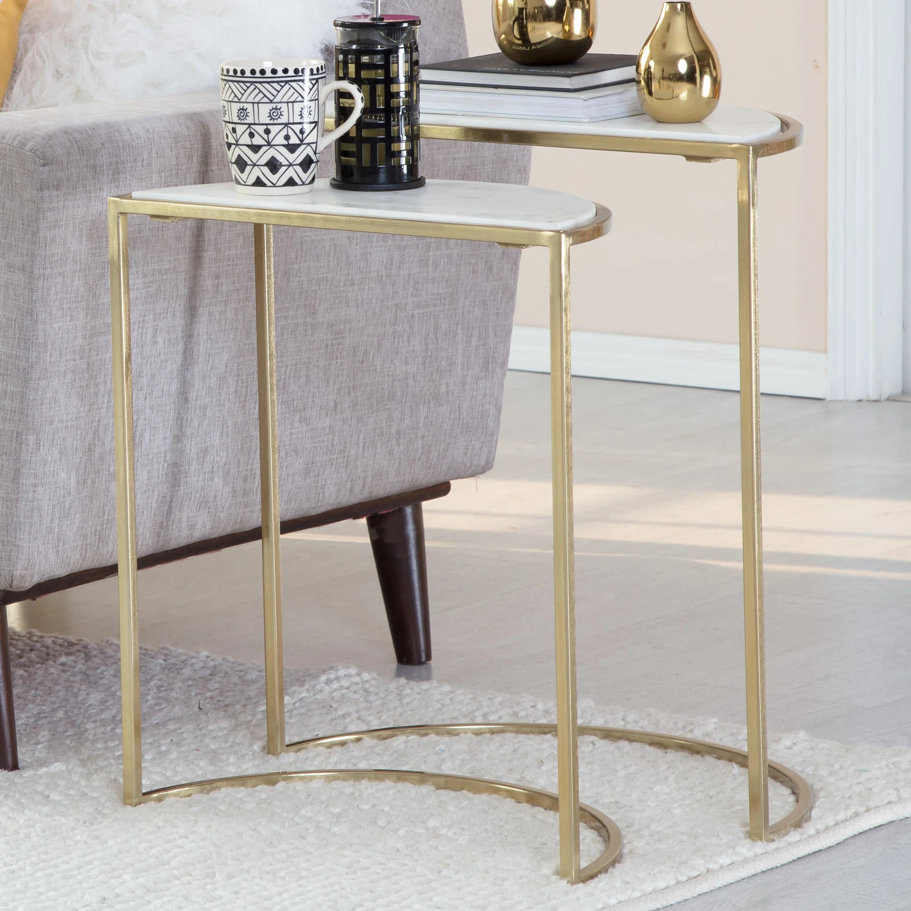 Adore Decor Carrie 2 Pieces Kingston Gold Nesting Side Table & Reviews | Wayfair | Wayfair North America