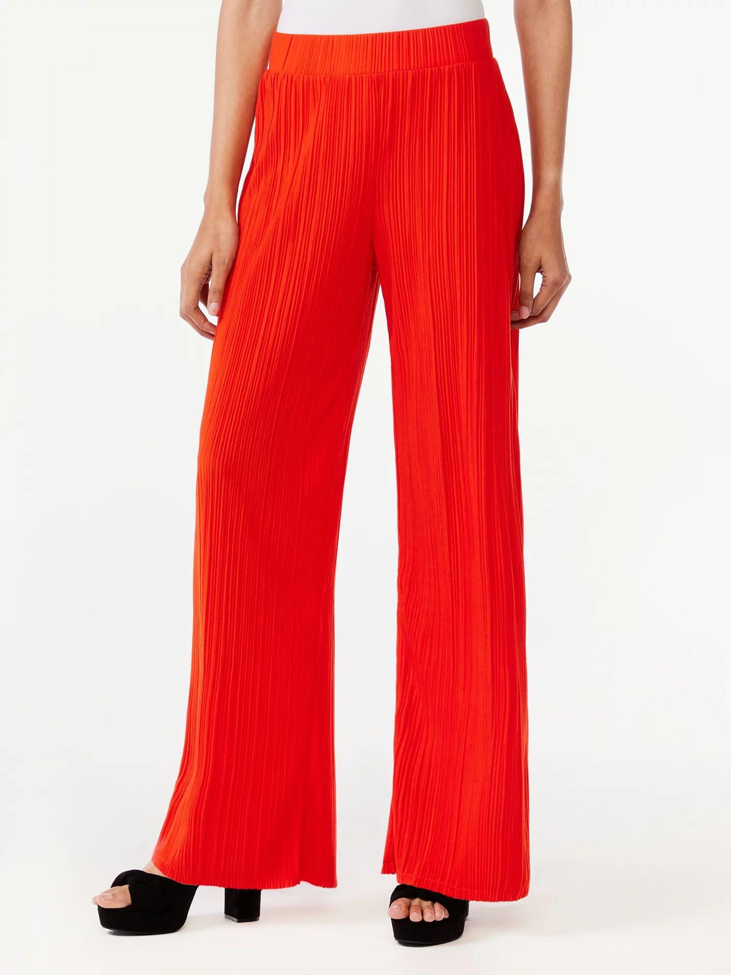 Scoop Women's Crinkle Wide Leg Pants - Walmart.com | Walmart (US)