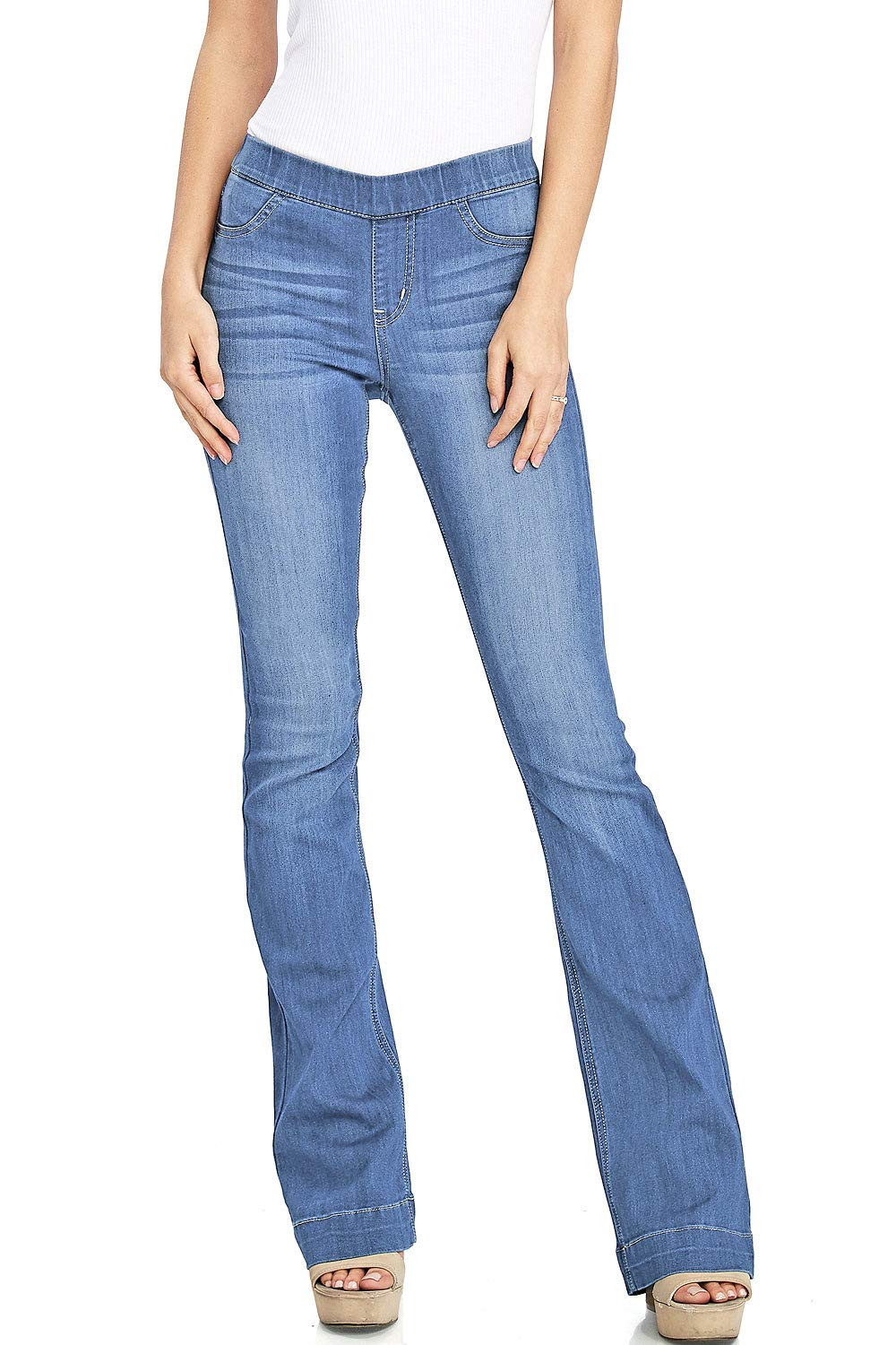 Women's Juniors Mid Waist Skinny Fit Bootcut Pants | Amazon (US)