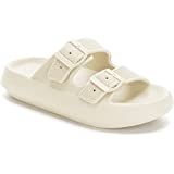 JABASIC Women Slide Sandals Comfortable Adjustable Double Buckle Platform Sandal | Amazon (US)